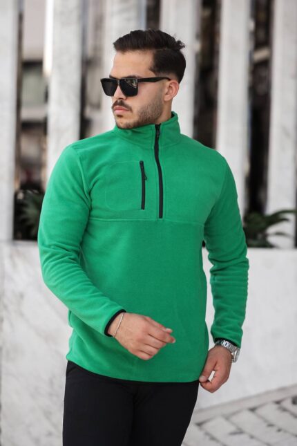 Yarım Fermuar Polar Benetton Yeşili